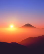 Mt.Fuji and a beautiful sun
